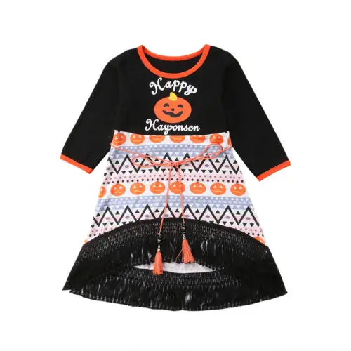 

Halloween Kids Toddler Baby Girl Clothes Lace Party Princess Dress Cute Pumpkin Holiday Sundress Clothing Girl 3-9T
