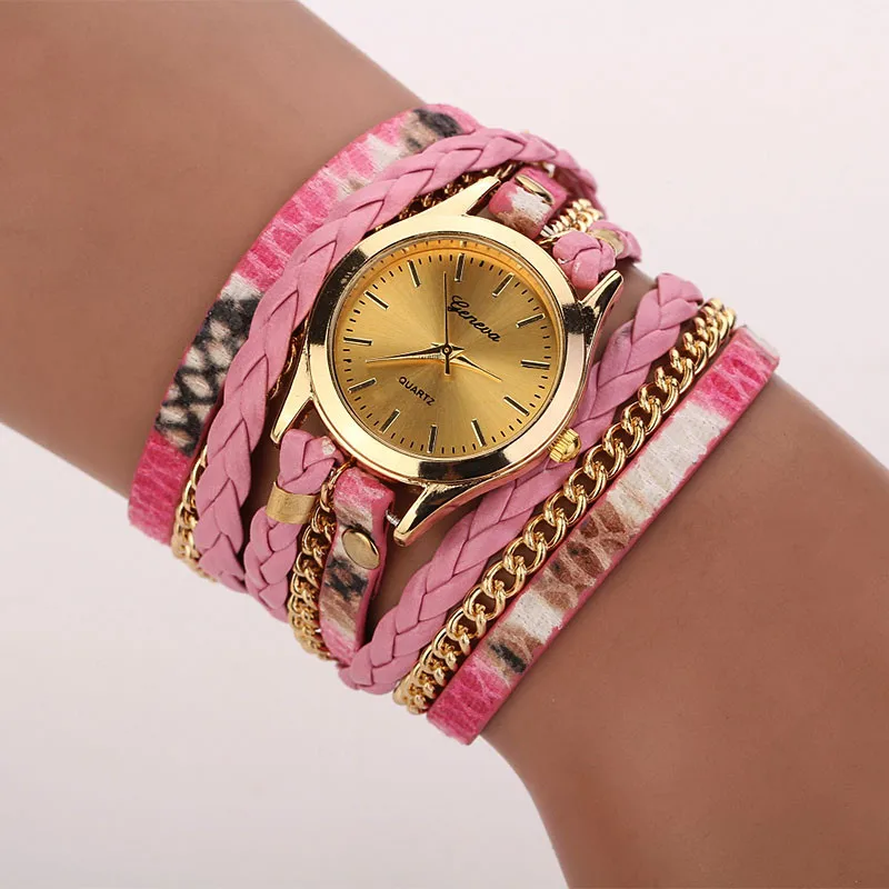 Relojes Mujer,, кожаный плетеный браслет, часы, женская мода, Леопардовый ремешок, кварцевые наручные часы, часы, Relogio Feminino