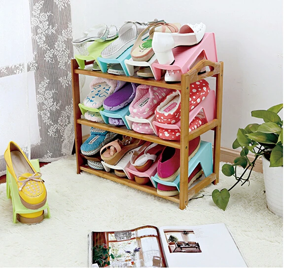 

5pcs/lot Creative Home Furniture Adjustable 2 Layer Shoe Rack Organizer Holder Portable shoe Storage Shelf for Shoes Space Saver