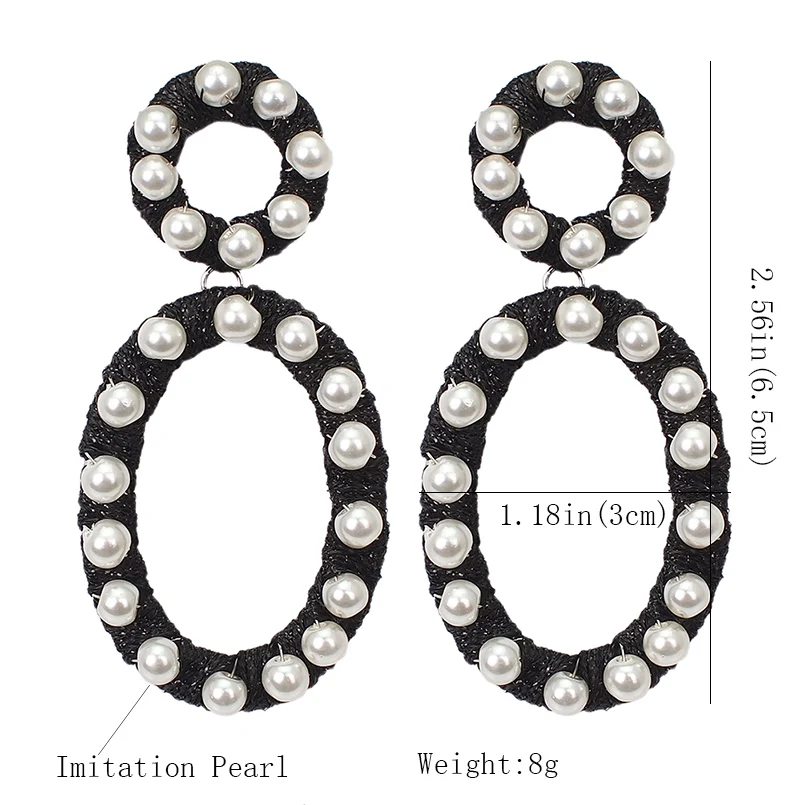 MANILAI Imitation Pearl Dangle Earrings Fashion Silk Thread Wrap Alloy Statement Earrings For Women Charm Jewelry Accessories