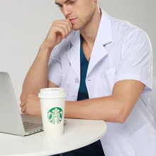 Новинка года! больница клиника красоты доктор человека s рукава Спецодежда медицинская пальто аптека work Uniform Профессиональный Куртка с воротником