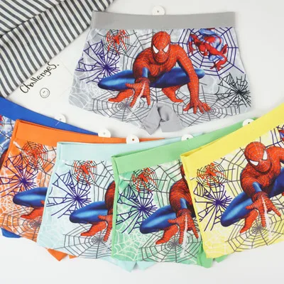Marvel/хлопковое нижнее белье для мальчиков, трусы-боксеры с изображением Мстителей, Детские хлопковые трусы с супергероями, человеком-пауком, мужские трусы - Цвет: Random 1 piece