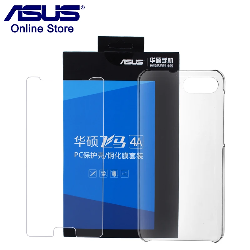 

Original ASUS Phone Case Pegasus 4A ZB500TL 5.2" Ultra Thin Silicone Transparent Case+Tempered Glass Screen Protector Film