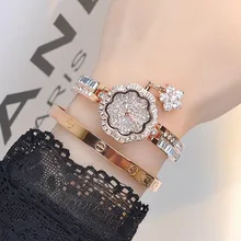 Top Luxury Brand Bracelet Watches Women Rose Gold Quartz Watch For Women Rhinestone Stainless Steel Wristwatches female clock