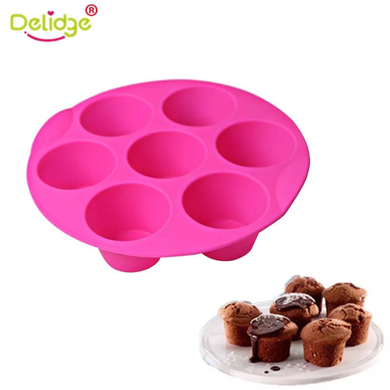 

Delidge 1pc 7 Holes Silicone Cupcake Cake Muffin Cookies Chocolate Pudding Baking Tray Pan Mould