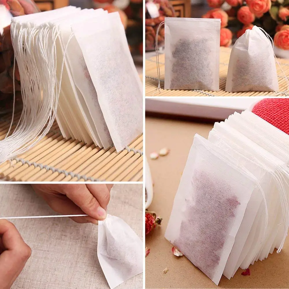 100Pcs/lot Disposable Empty Scented Tea Bag Green Tea Teabag With String Heal Seal Filter Paper For Herb Loose Tea Bolsas