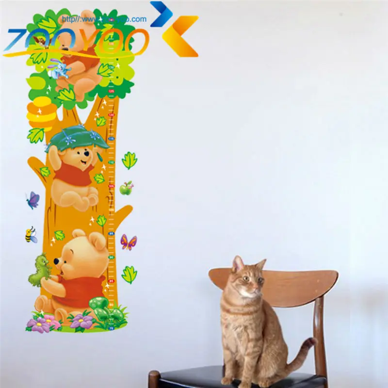 Winnie The Pooh Height Chart Wall Sticker Decal Removable Nursery Decor Kids Art 