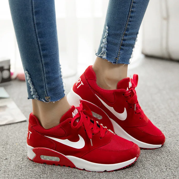 nike red colour sports shoes