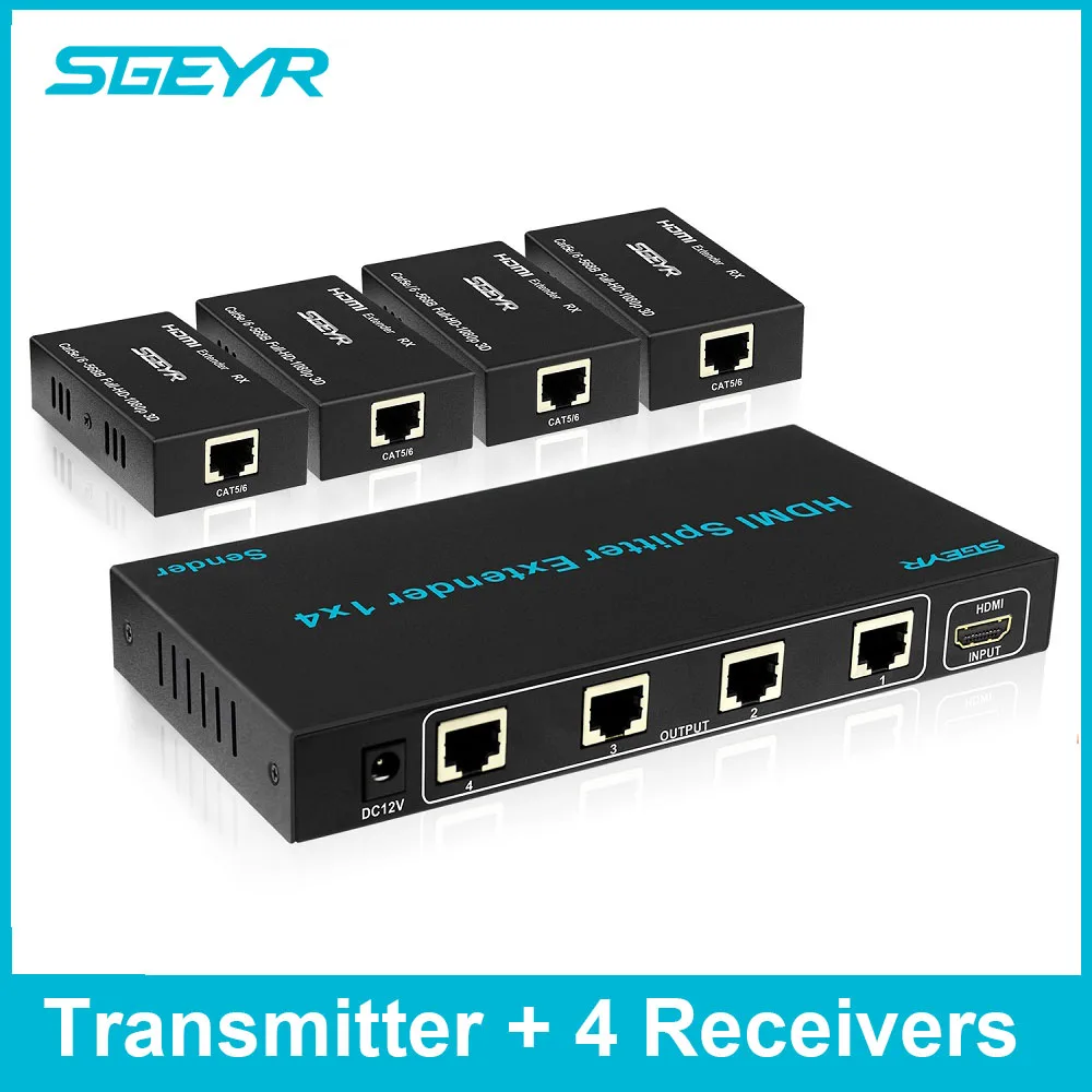 STEYR HDMI Extender 60m 1 to 4 HDMI Splitter over cat5e cat6 RJ45 with Full HD 1080p STEYR HDMI Extender 60m 1 to 4 HDMI Splitter over cat5e cat6 RJ45 with Full HD 1080p