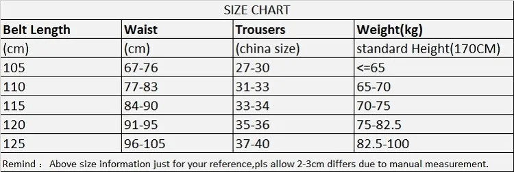 110cm belt size