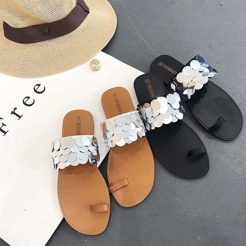 

2019 New summer slippers women's shoes bling bling chaussures femme women flip flops beach sandals women slides outdoor slippers