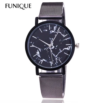 

FUNIQUE Steel Strapmarble Couple Watch PU Leather Ladies Watch For Women Dress Clock Calendar Relojes feminino