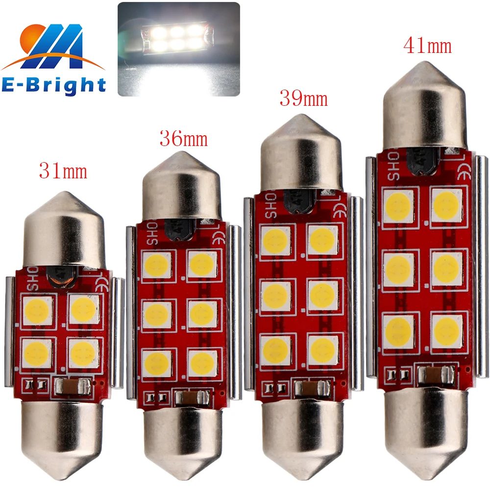 

2-30-200PCS 31mm 36mm 39mm 41mm 3030 Chip 4SMD 6SMD Festoon C5W Canbus Error Free Dome Door Reading LED Light Bulbs car-styling