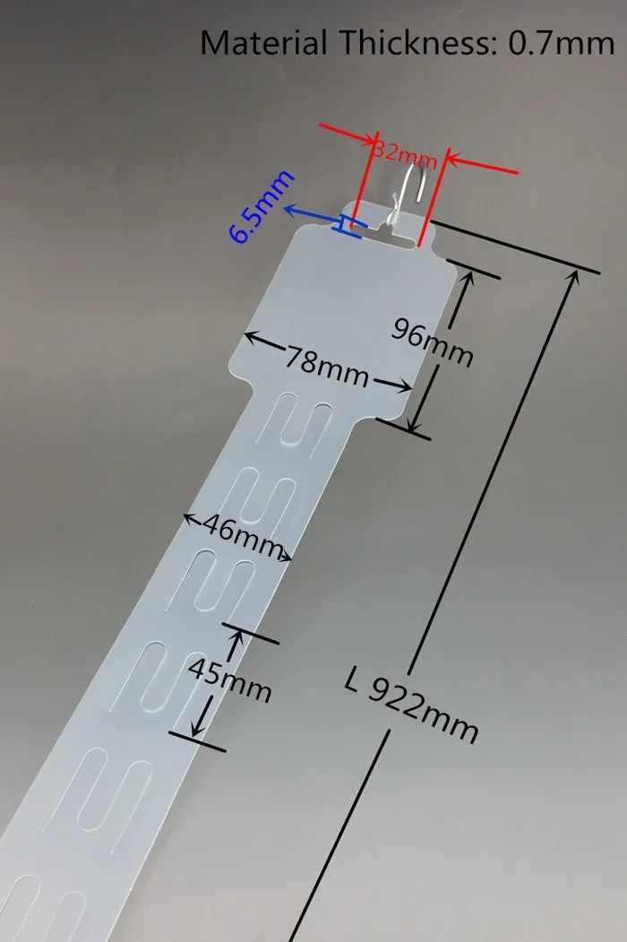 L92cm Пластик Clear pp розничной висит мерчандайзинг Зажимы держатели полоски 18 шт. продукты Дисплей в супермаркет Store 200 шт