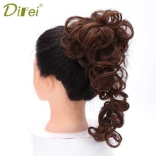 DIFEI резинка для наращивания волос пучок волос Короткие вьющиеся термостойкие синтетические шиньоны черный коричневый цвета женские шиньоны