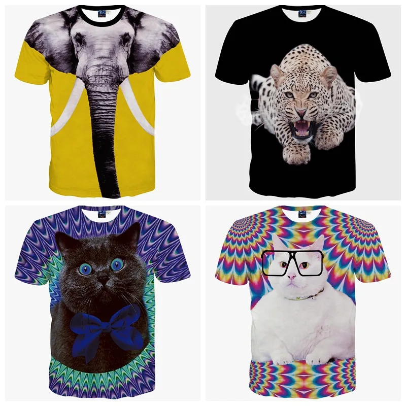 High quality youth fashion 3D animal casual style digital print short sleeve round neck boy T