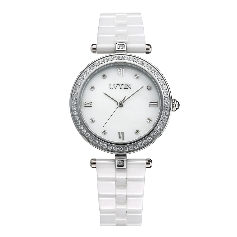 Lvyin Luxury Brand Ceramic Watch Women Fashion Simple Waterproof Quartz Lady Elegant Business Clock Dress 6834 | Наручные часы