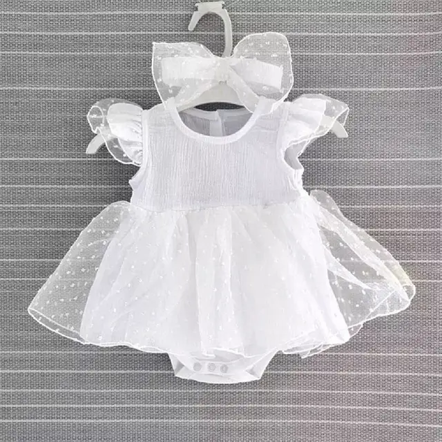 white lace newborn dress