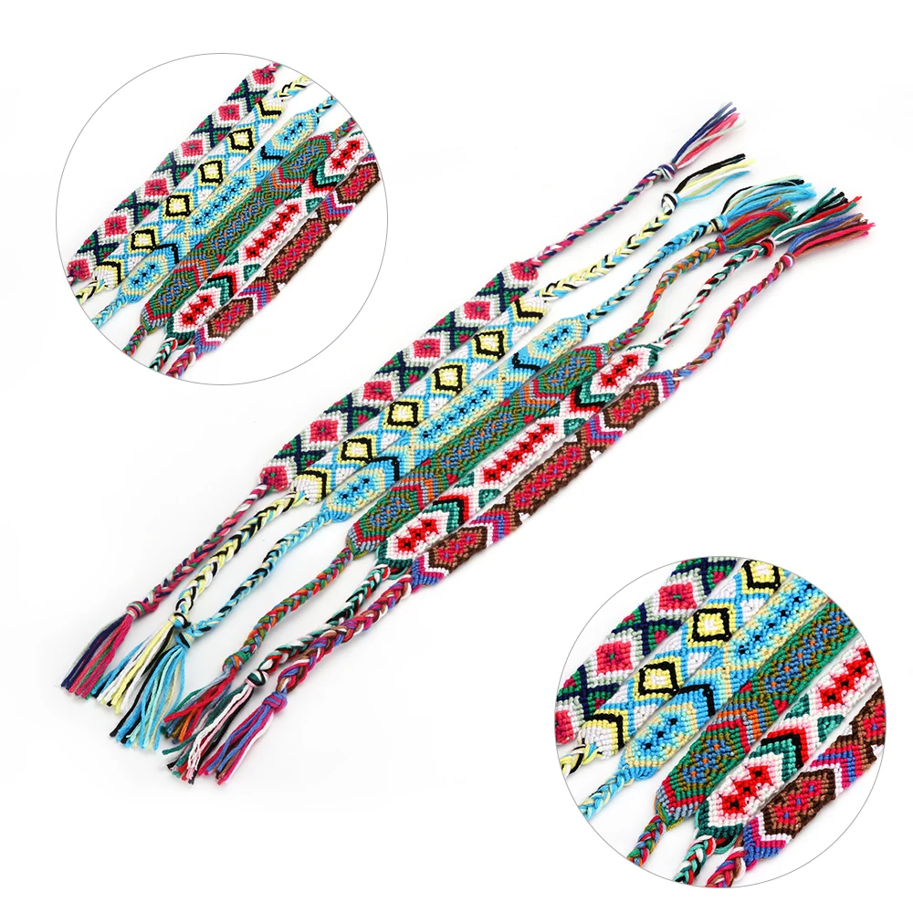 Бразильские плетеные браслеты ручной работы для женщин, винтажные хлопковые браслеты, этнический Очаровательный Браслеты в стиле бохо, Прямая поставка