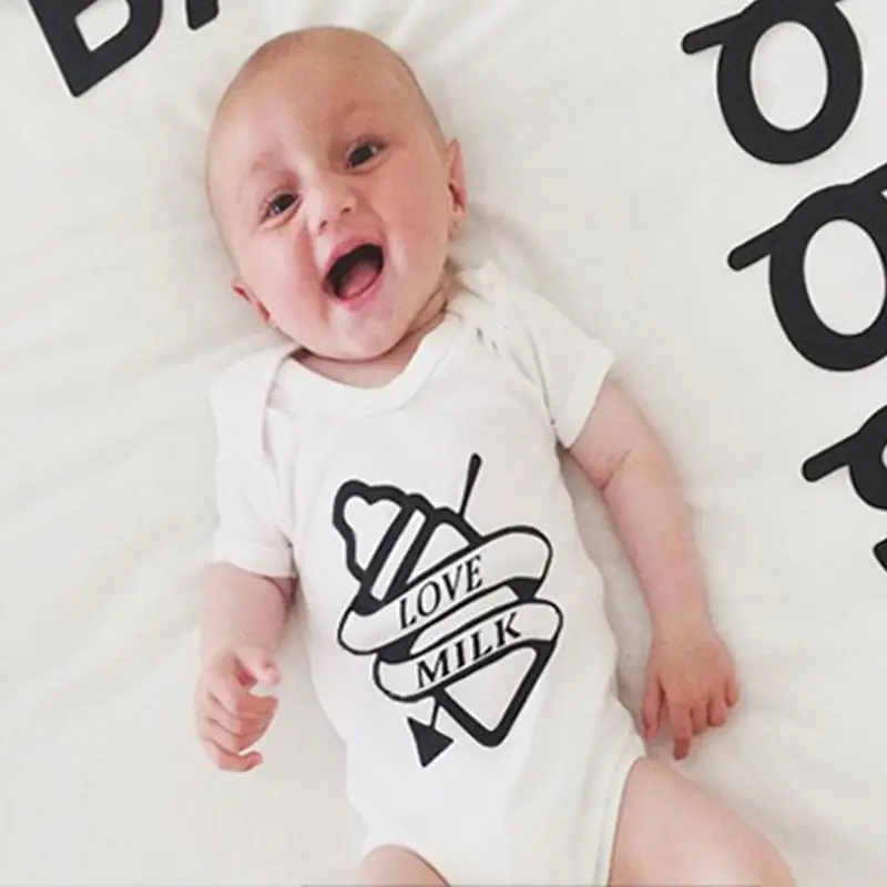 

Baby Girl Boy Clothes Love Milk Letter printed Romper Outfits