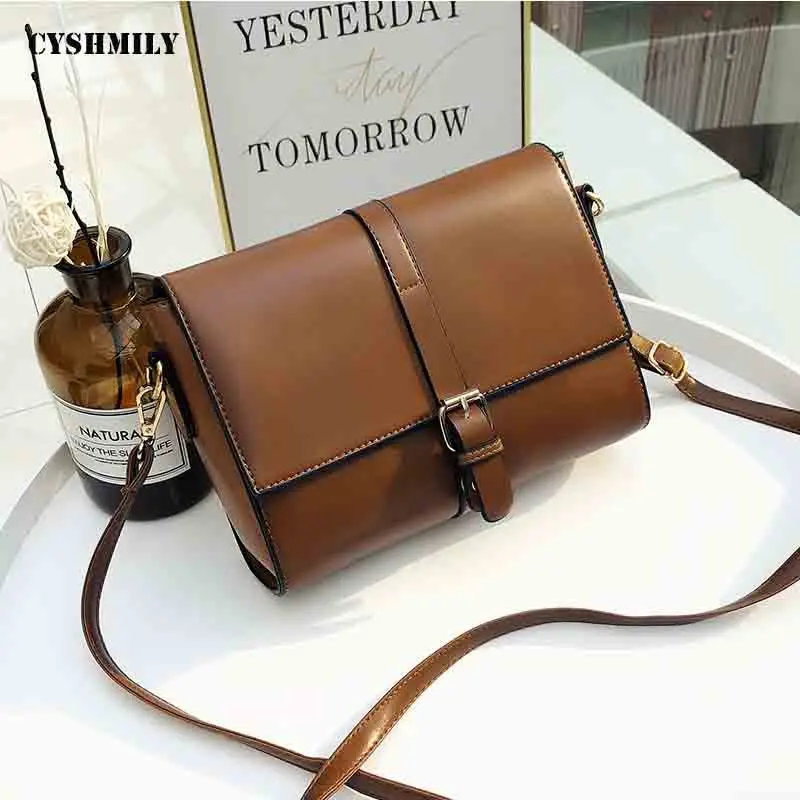 

CYSHMILY PU Leather Flap Crossbody Bags for Women Messenger Bags Lady Fashion Design Solid Color Small Female Shoulder Handbags