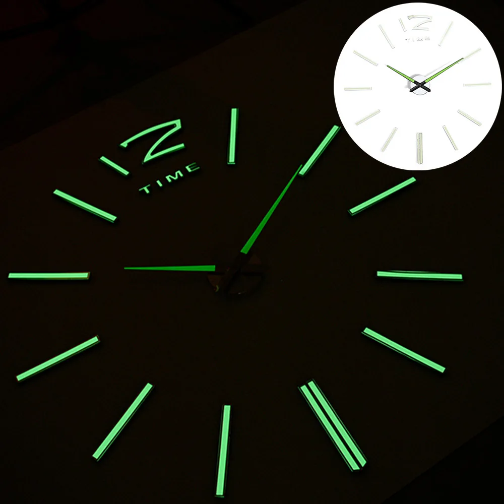 Новинка, Светящиеся Настенные часы, большие часы, часы Horloge, 3D, сделай сам, акриловые зеркальные наклейки, кварцевые, современный, бесшумный - Цвет: Wall Clock 13