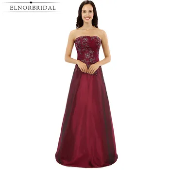 

Elnorbridal Burgundy Bridesmaid Dresses Long 2018 Vestido Madrinha Casamento Longo A Line Wedding Guest Dress