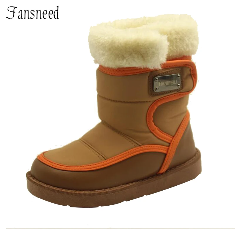 The new children's winter snow boots fashion thick plush warm boots
