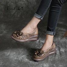 Tastabo/ г.; женская обувь с перфорацией; простая повседневная женская обувь; удобная обувь ручной работы с закрытым носком и цветочным узором