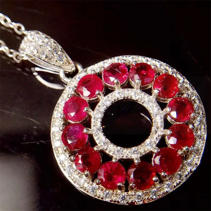 Ruby necklace pendant Free shipping 925 sterling silver Natural real