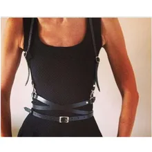 Мода Панк Харадзюку уплотнительное кольцо подвязки искусственная кожа тело Связывание клетка скульптуры ремни на талии, портупея подтяжки