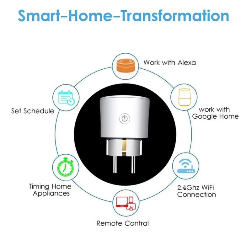 Штепсельная вилка европейского стандарта WI-FI смарт-розетка с переключателем аудио Управление смарт-розетка с таймером Беспроводной Outlet голос интеллигентая(ый) Управление устройства