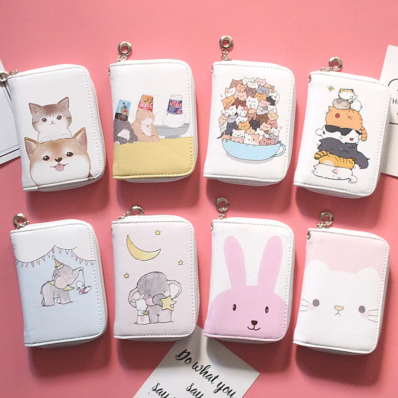 

8 Kinds of Lovely Cats Women's Fashion Prints Short Wallets Clutch Phone Bag PU Leather Zipper Ladies Card Holder Coin Purse