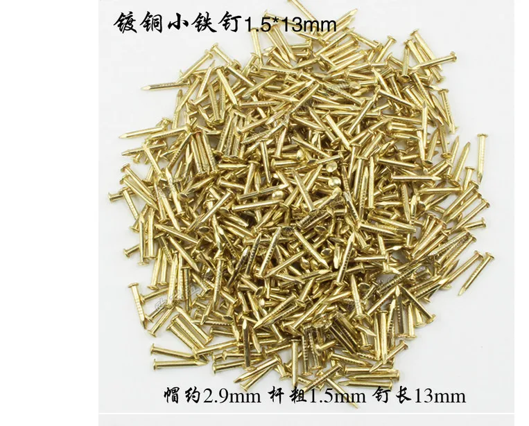 

Hardware accessories Fasteners supplies Copper Plated Round headed nail 1.5*13mm photo frame accessories antique furniture