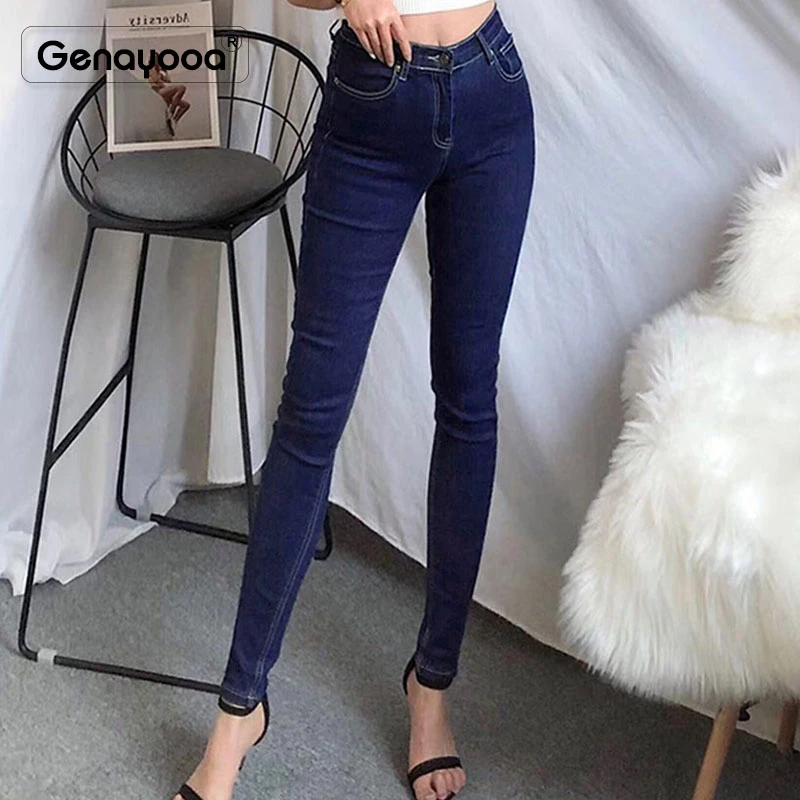 Genayooa Высокая талия плюс размер джинсы женские Пуш-Ап черные джинсы женские весна лето стрейч джинсы узкие брюки