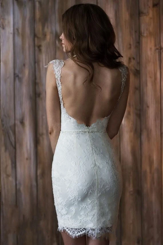 Свадебное платье с коротким рукавом, 2 предмета, короткое спереди, длинное сзади, съемная юбка, пляжные свадебные платья, Vestido de Novia