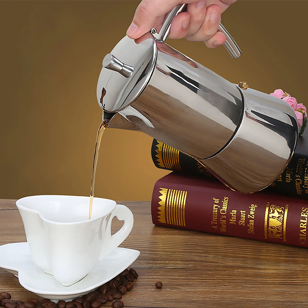

200ML Stainless Steel Stove Mocha Coffee Maker Pot Stovetop Coffee Maker Mocha Espresso Percolator Pot Coffee Maker Kitchen Tool