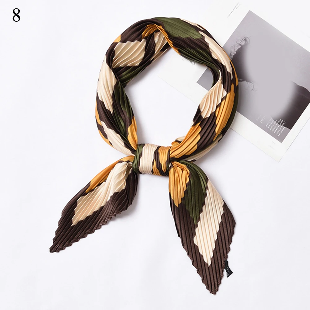 Роскошный брендовый маленький квадратный атласный шарф плиссированный шелковый шарф женский элегантный женский платок банданы аксессуары - Цвет: 8