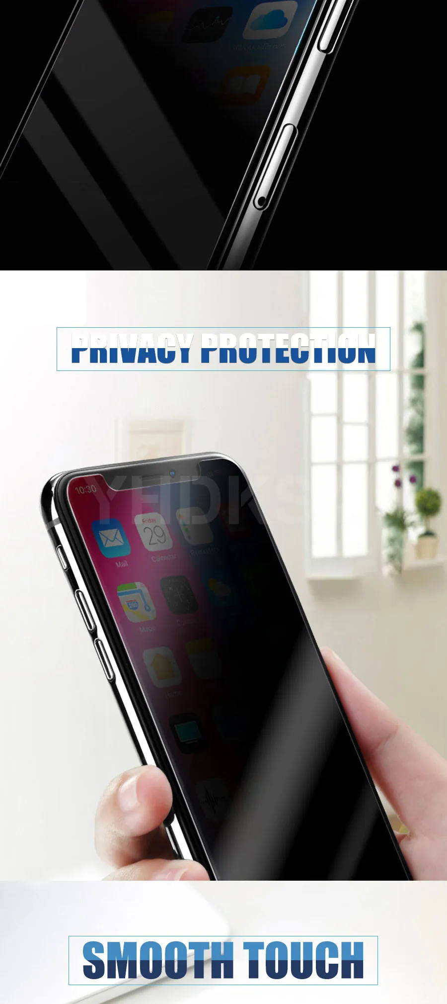 Защита конфиденциальности закаленное стекло для iPhone X XR XS MAX 5 5S SE Защита экрана для iPhone 7 6 6S 8 Plus Защитная стеклянная пленка