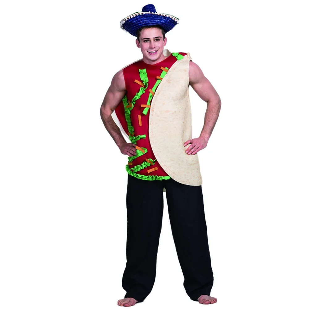 Eraspooky для мужчин гамбургер сэндвич Туника мексиканская еда Тако косплей костюм на Хэллоуин взрослых Карнавальные Вечерние наряды Одежда