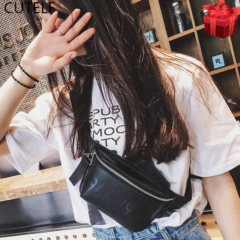 

2019 girl fanny pack leather heuptas waist packs belt purse chest bum bag women black banano mujer fashionable sac banana femme