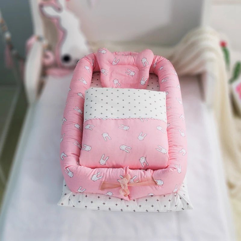 

Portable Baby Travel Bed with Bumper Cot Mattress Baby Crib Infant Toddler Cradle Portable Baby Cot Sleeping Bed Bedding Sets