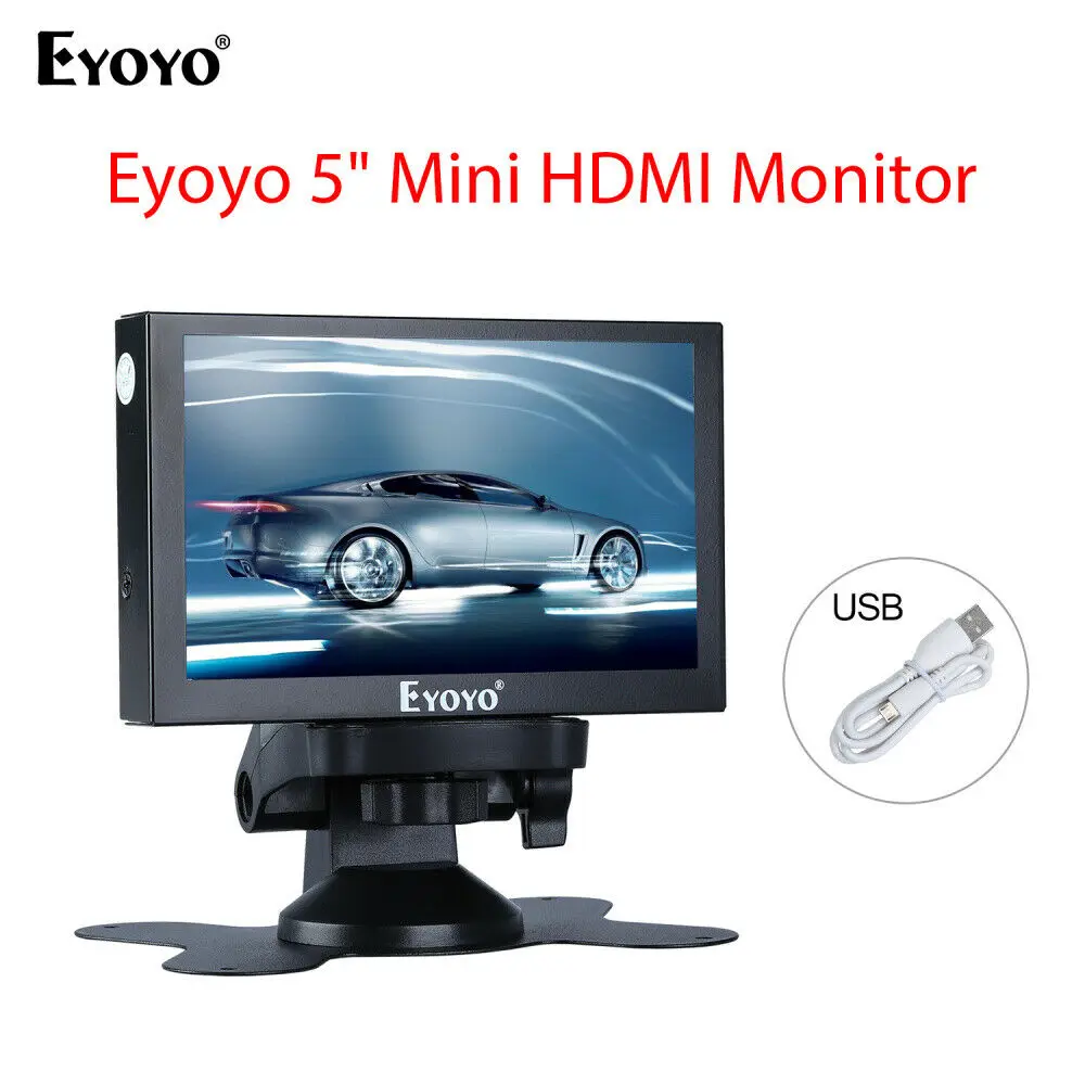 Eyoyo 5 дюймов мини HDMI монитор 800x480 заднего вида TFT ЖК-экран дисплей с BNC/VGA/AV/HDMI выход Встроенный динамик