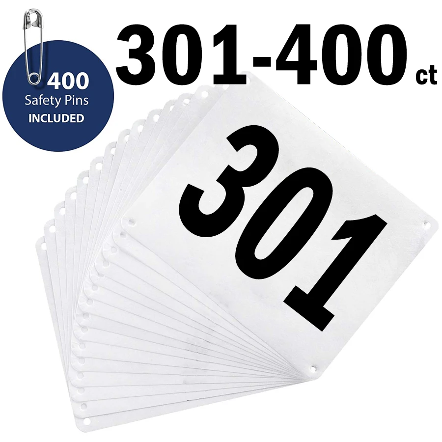 Running Bib Large Numbers Sports Bib Tags with Safety Pins for Marathon