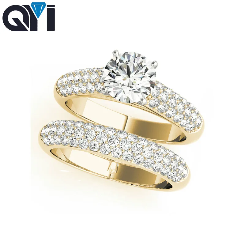 

QYI Cubic Zirconia 1 ct Ring Sets For Women Romantic Style 925 Sterling Silver Rings Women Popular Valentine's Day Accessories