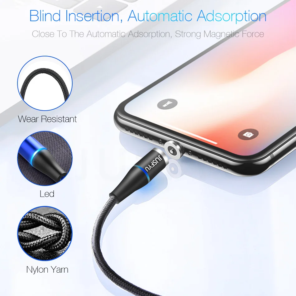الهاتف المحمول 3A كابل مغناطيسي شاحن 2 m المصغّر usb كابل نوع C التوصيل ل فون x سامسونج S8 S9 Xiaomi هواوي سريع شحن 3.0