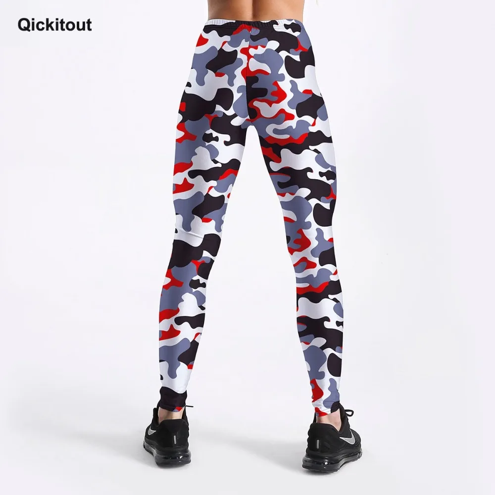Qickitout, сексуальные тренировочные Леггинсы для женщин, смешанные цвета, камуфляж, легинсы для фитнеса с принтом, тонкие повседневные штаны длиной до щиколотки, S-4XL