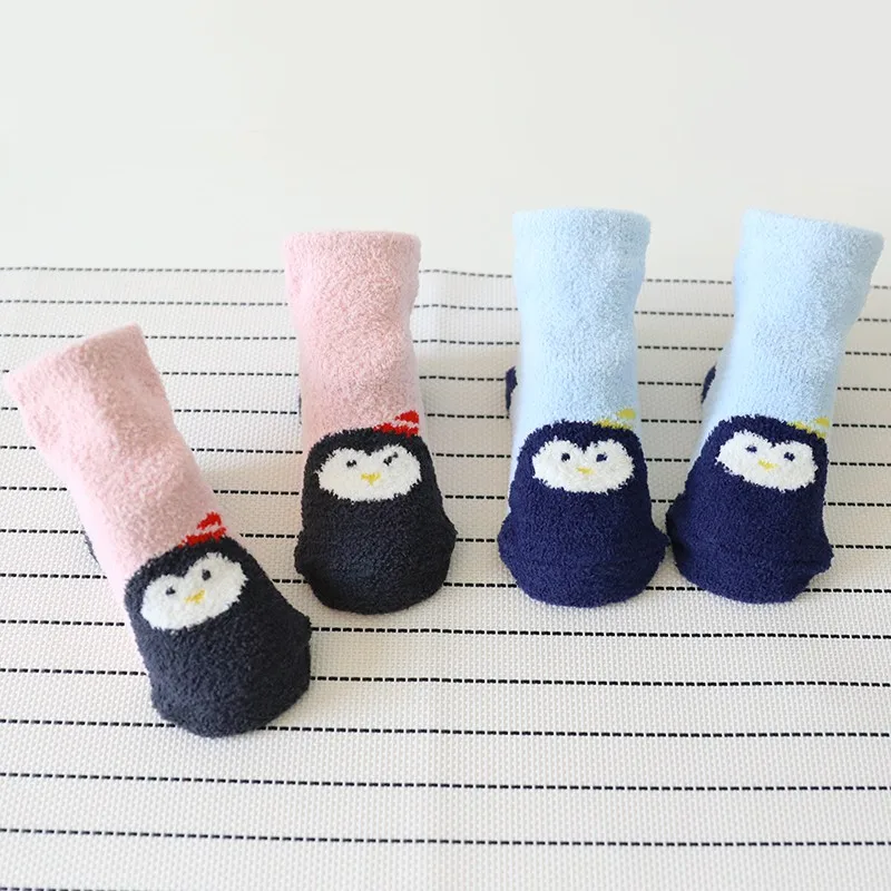Зимние теплые унисекс Детские носки с мультяшными рисунками детские, для малышей мягкие носки хлопковые противоскользящие Детские носки