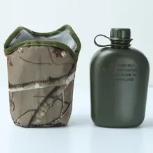 Военный Армейский зеленый Пластик 850 мл бутылка для питьевой воды столовой с покрытием из ткани для Открытый Туризм; кемпинг дорожная сумка