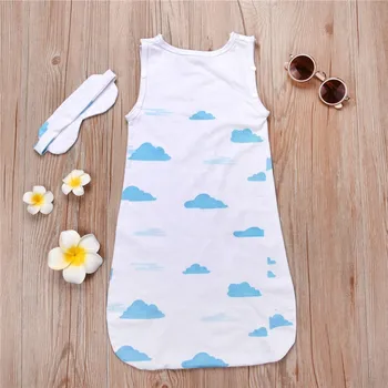 

Newborn Baby Kids Clouds Printing Blanket Swaddle Sleeping Bag Stroller Wrap Blue